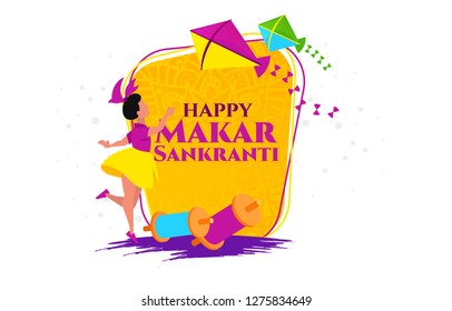 vector holiday illustration. Makara Sankranti or Sankranti. Hindu harvest festival, celebrated at the winter solstice. graphic design for posters, flyers, cards, brochures, covers.