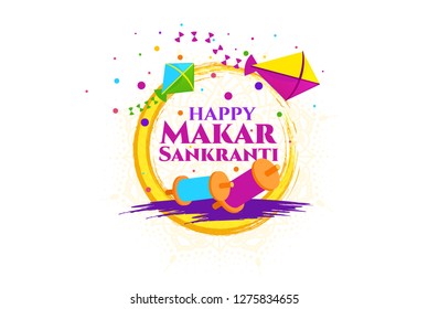 vector holiday illustration. Makara Sankranti or Sankranti. Hindu harvest festival, celebrated at the winter solstice. graphic design for posters, flyers, cards, brochures, covers.