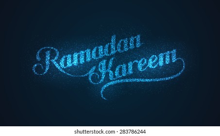 vector holiday illustration of shiny Ramadan Kareem label. lettering composition of muslim holy month with sparkles