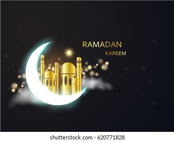 vector holiday illustration of shiny Ramadan Kareem.