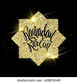 vector holiday illustration of shiny Ramadan Kareem label. lettering composition of muslim holy month