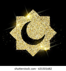 vector holiday illustration of shiny Ramadan Kareem label. composition of muslim holy month