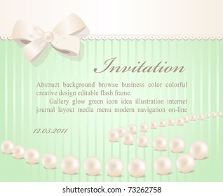 vector holiday invitation with bow and pearls