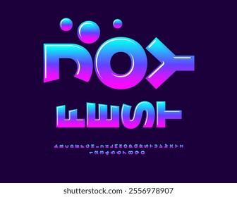 Vector holiday invitation Joy Fest. Bright Cool Font. Colorful set of Rotated Alphabet Letters and Numbers set.