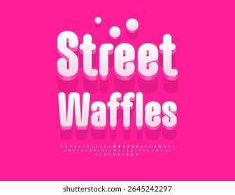 Vector Holiday label Street Waffles. Creative White 3D Font. Modern Alphabet Letters, Numbers and Symbols
