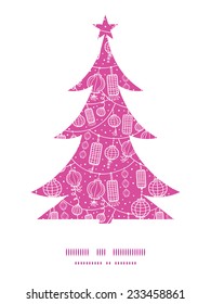 Vector holiday lanterns line art Christmas tree silhouette pattern frame card template