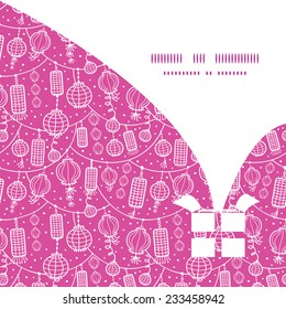 Vector holiday lanterns line art Christmas gift box silhouette pattern frame card template