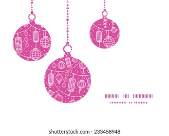 Vector holiday lanterns line art Christmas ornaments silhouettes pattern frame card template