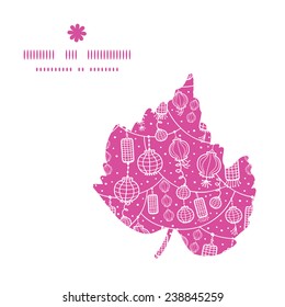 Vector holiday lanterns line art leaf silhouette pattern frame