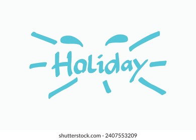 Vector holiday lettering blue color white background.