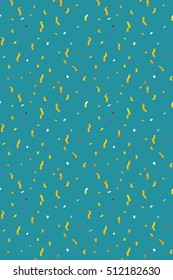 Vector holiday pattern background. Blue vector seamless pattern. Composition with serpentine, confetti, stars, flashes. Hipster pattern ground. Abstract geometric print. Colorful backdrop. Vertical