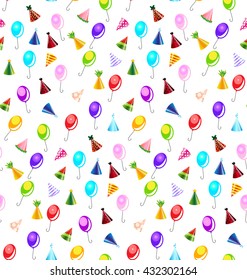 Vector holiday pattern with hats and balloons 
