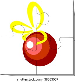 Vector. Holiday puzzle in color 08. More puzzle ornaments see in portfolio