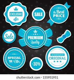 Vector Holiday Sale Badges Stickers and Labels Blue