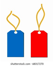 Vector Holiday Tag Or Labels Set On String And Isolated On White