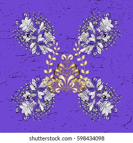Vector for holiday Thanksgiving day, a simple hand-drawn winter design on colorful background in violet colors. Grunge elements.