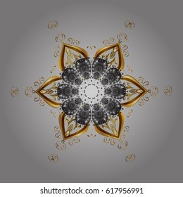 Vector for holiday Thanksgiving day, a simple hand-drawn winter design on gray background in colors. Golden elements.