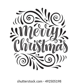 Vector holidays lettering. Christmas text for invitation and greeting card, prints and posters. Hand drawn vintage christmas design