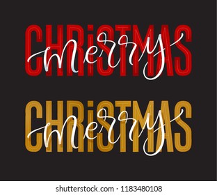 Vector holidays lettering. Merry Christmas calligraphy for invitation and greeting card, prints and posters. Hand drawn inscription, design elements
