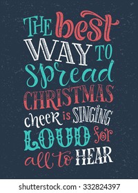 Vector holidays lettering on texture background. Christmas text for invitation and greeting card, prints and posters. Hand drawn vintage chalk christmas design