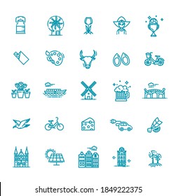 Vector Holland flat icons set. Vector illustration
