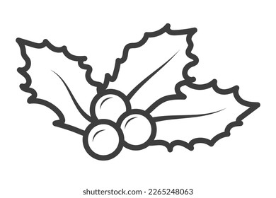 Vector Holly Line Icon. Isolated On White background