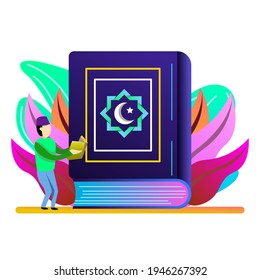 vector holly quran and a man reading