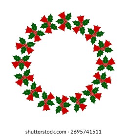 vector holly wreath isolated on white background