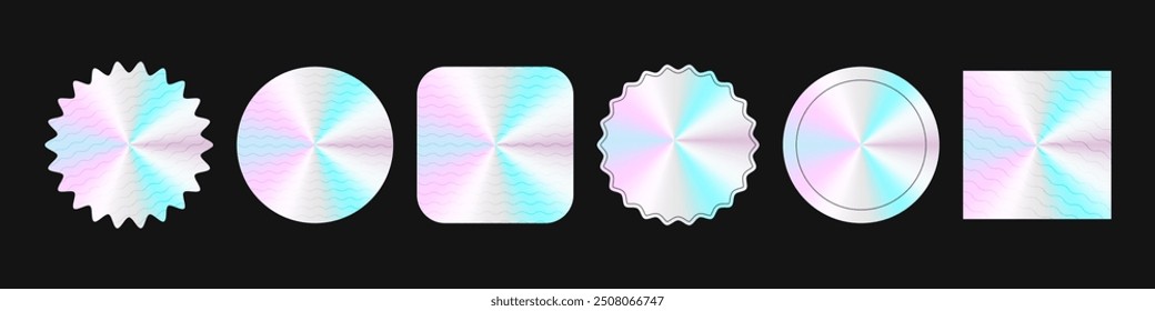 Etiqueta engomada del holograma del Vector, sistema de emblemas holográficos y de la etiqueta.