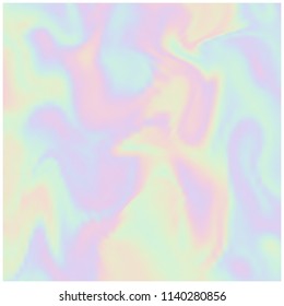 Vector holographic background. Pearlescent texture. Iridescent design in pastel hues. Hologram abstract background.