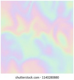 Vector holographic background. Pearlescent texture. Iridescent design in pastel hues. Hologram abstract background.