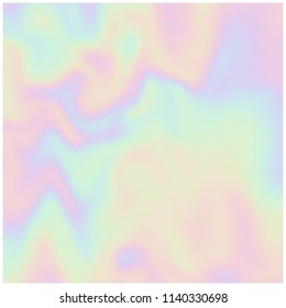 Vector holographic background. Pearlescent texture. Iridescent design in pastel hues. Hologram abstract background.