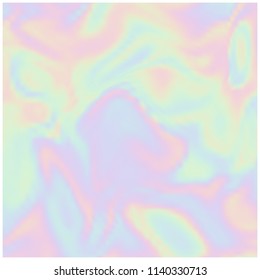 Vector holographic background. Pearlescent texture. Iridescent design in pastel hues. Hologram abstract background.