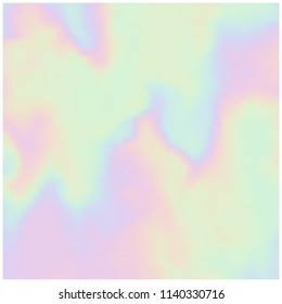 Vector holographic background. Pearlescent texture. Iridescent design in pastel hues. Hologram abstract background.
