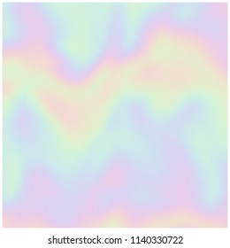 Vector holographic background. Pearlescent texture. Iridescent design in pastel hues. Hologram abstract background.
