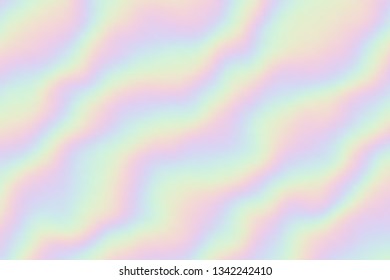 Vector holographic background. Pearlescent texture. Iridescent design in pastel hues. Hologram abstract background. 
