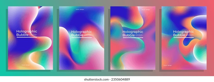 ein vektorholografischer Flachmaschen-Farbverlauf-Cover-Set für Cover, Poster, Flyer, Magazin, Katalog, Buch, Album, etc.