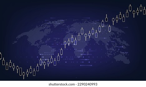 Vector holographic blue business candlestick chart financial stock investment concept vector investment illustration