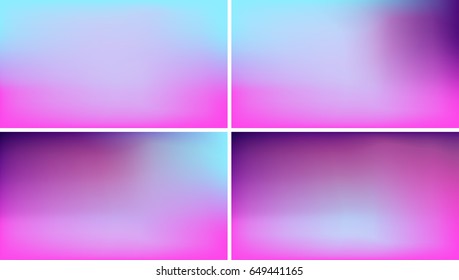 Vector Holographic Blurred Background. Fluorescent Blue, Magenta Pink and Violet Gradient Mesh. Trendy Out-of-focus Effect. Saturated Neon Colors. HD format Proportions. Horizontal Layout.