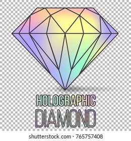 Vector holographic gradient diamond stone isolated on transparent background. Can be used as template for cover, presentation, brochure. Easy to modify and resize. Made using full vector gradient mesh