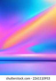 Vector Holographic or Iridescent Studio Shot Product Display Background for Beauty, Fashion and Trendy Products.	