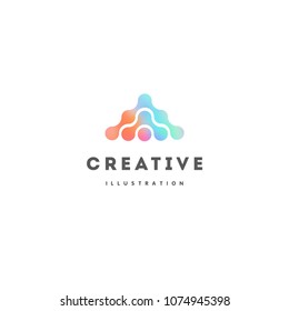 Vector holographic logo design template for business. 