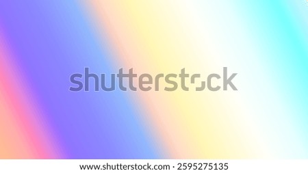 Vector holographic shiny textured gradient background. 3d realistic style design illustration of blue, yellow and purple metallic gradient with stripe. Retro exposure and light leak of old photo film