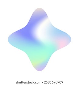Vector holographic sticker in 90s style.Isolated shiny chrome shape.Modern iridescent foil icon or symbol in y2k aesthetic.Trendy emblem for banners,social media marketing,branding,packaging,offers