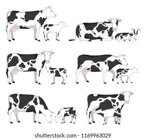 Continuous Line Drawing Cows Calves Different Stock Vector (Royalty ...