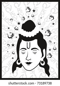 vector holy element background with isolated god rama face