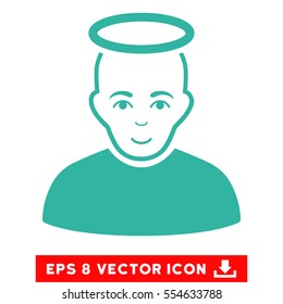Vector Holy Man EPS vector icon. Illustration style is flat iconic cyan symbol on a transparent background.