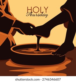 vector holy thursday foot washing illustration