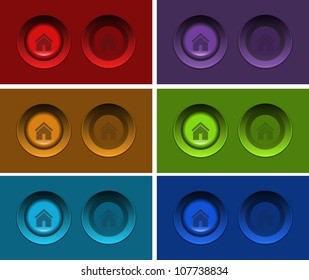 Vector home buttons with pushed option