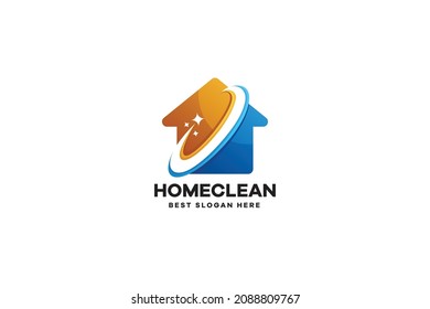 Vector Home Cleaning Logo Gradient